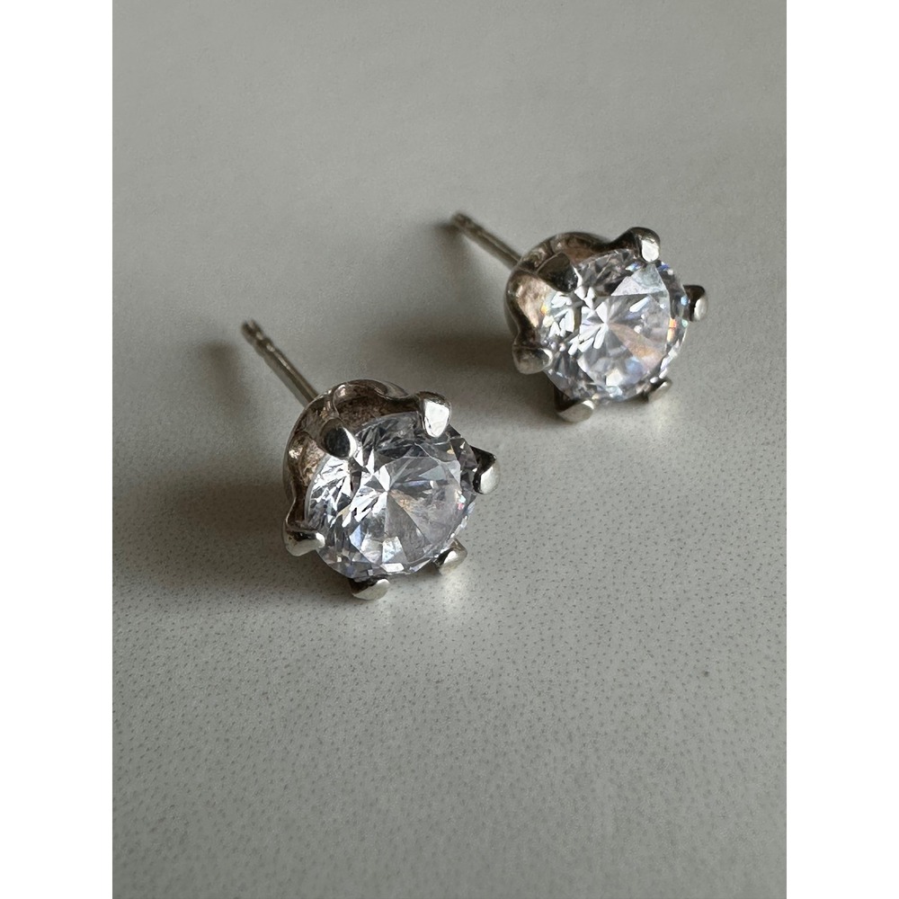 Michael Hill 925 Sterling Silver Cubic Zirconia Crown Stud Earrings MHJ CZ